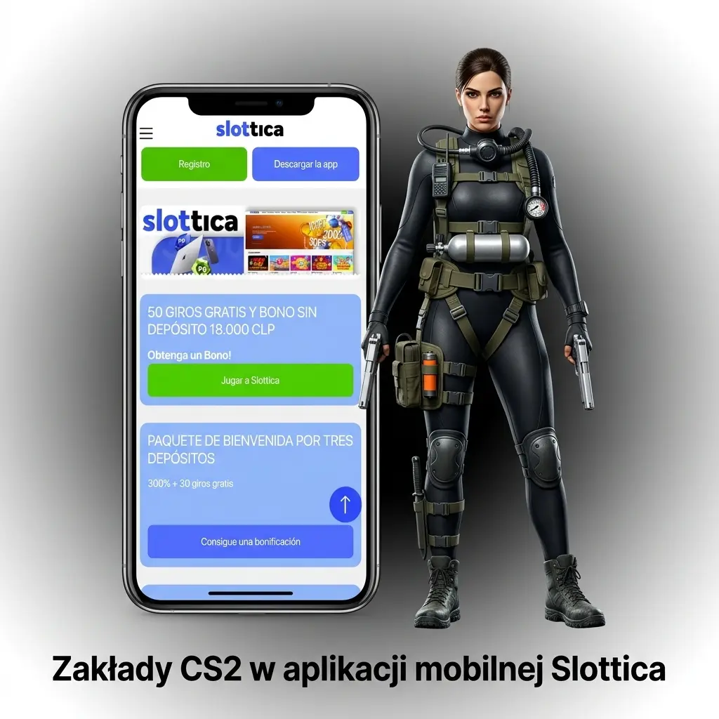 Zrzut ekranu aplikacji mobilnej Slottica z zakładami na mecze Counter-Strike 2 i kursami eSport